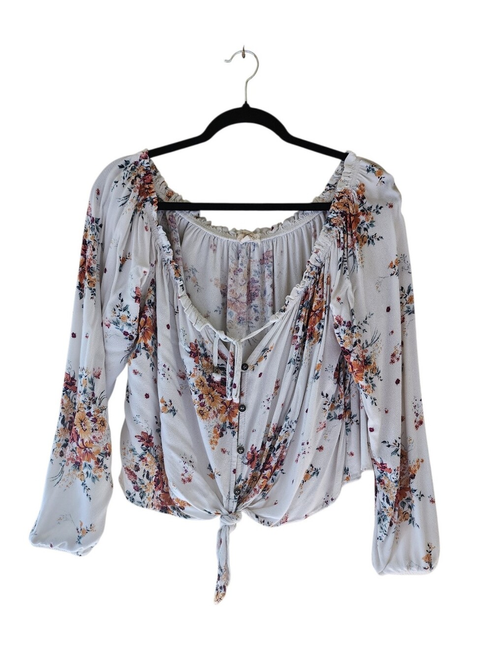 Boho Floral Women's Top - White and Multicolor